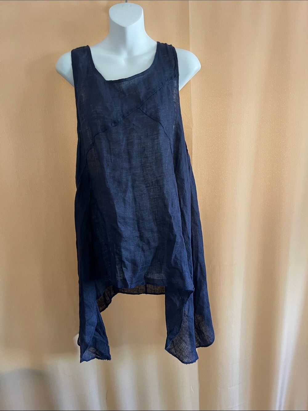 Women’s Navy Sleeveless Linen Tunic Top